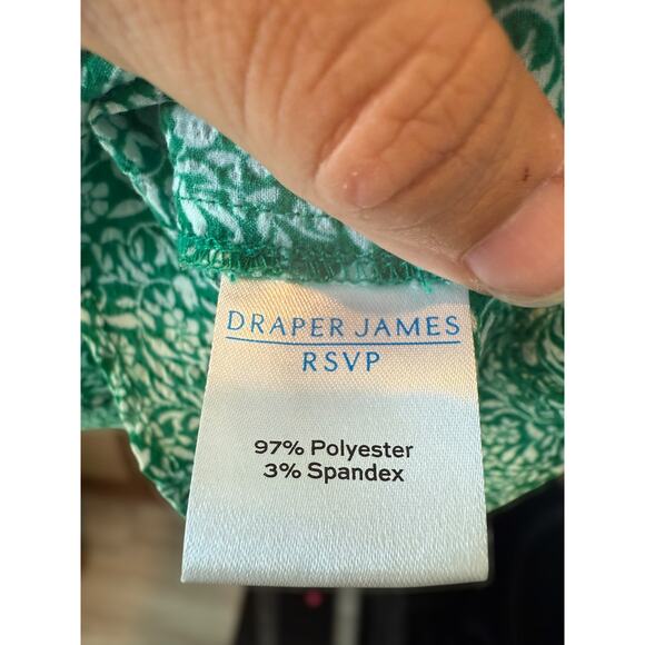 Draper James RSVP Flutter Sleeve Floral Print Smocked Top Green Womens Sze Large - Picture 9 of 9